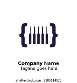 code piano simple professional logo design vector illustration template