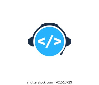 Code Podcast Icon Logo Design Element