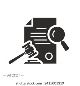 code policies icon, read rules conduct, familiarize with laws or terms, flat symbol on white background - vector illustration