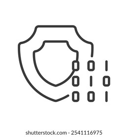 Code protection, icon in line design. Code, protection, security, encryption, safety, privacy, data on white background vector. Code protection editable stroke icon