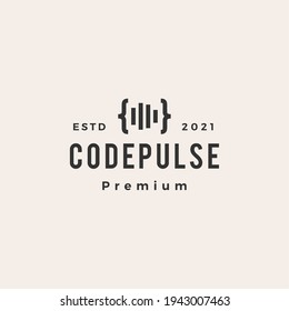 code pulse hipster vintage logo vector icon illustration