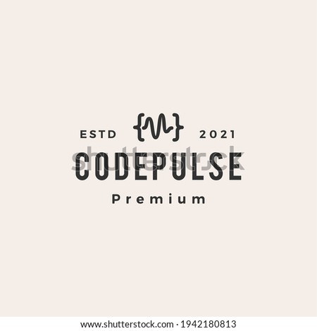 code pulse hipster vintage logo vector icon illustration