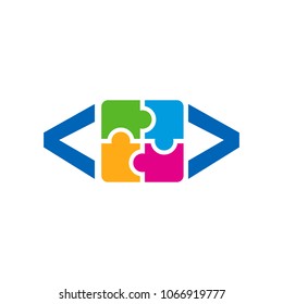 Code Puzzle Logo Icon Design