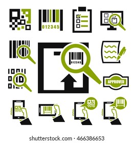 code, qr code, barcode icon set