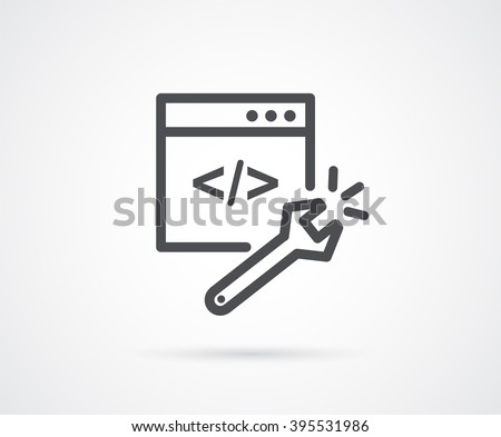 Code repair icon. Repair symbol icon with  wrench. Technology, work, construction, repair service concepts. Vector illustration