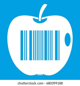 Code to represent product identification icon white isolated on blue background vector illustration