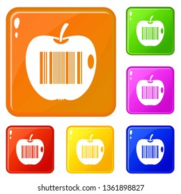 Code to represent product identification icons set collection vector 6 color isolated on white background