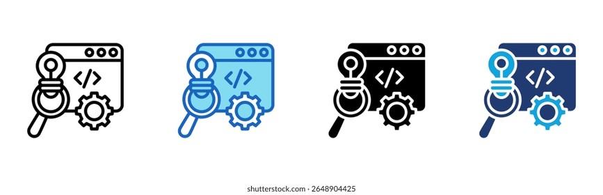 ícone Pesquisa de código Ilustração de vetor de vários estilos