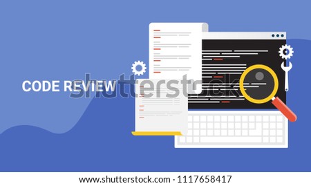 Code review - Code analysis - Programming language - Coding - flat style vector illustration banner