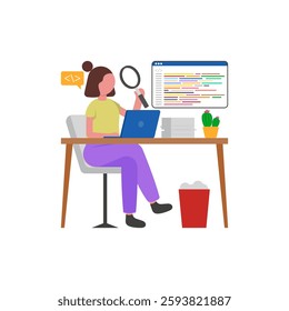 Code Review, Design And Development Vector Illustration