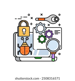 Code Review Fill Color Icon, Vector illustration