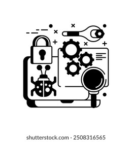 Code Review Glyph Icon, Vector illustration