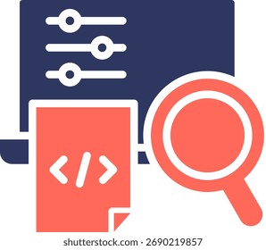 Code Review Icon Glyph Color Vector Illustration
