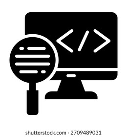 Icono de revisión de código Ilustración vectorial de estilo de glifo