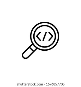 Code review icon in linear, outline icon isolated on white background