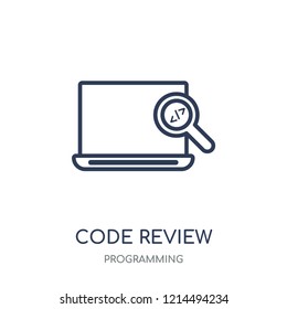 Code review icon. Code review linear symbol design from Programming collection. Simple outline element vector illustration on white background.