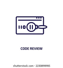code review icon from programming collection. Thin linear code review, review, business outline icon isolated on white background. Line vector code review sign, symbol for web and mobile