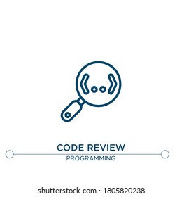 icono de línea vectorial de revisión de código. Ilustración de elemento simple. icono de esquema de revisión de código del concepto de programación. Se puede usar para web y móvil
