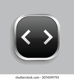 code s line icon design. Glossy Button style rounded rectangle isolated on gray background. Vector illustration