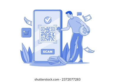 Code Scanner Illustration concept. A flat illustration isolated on white background