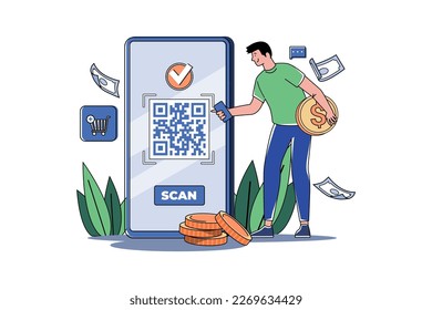 Code Scanner Illustration concept on white background