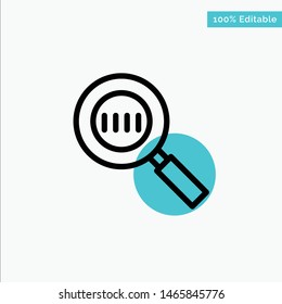 Code, Code Search, Magnifier, Magnifying turquoise highlight circle point Vector icon. Vector Icon Template background