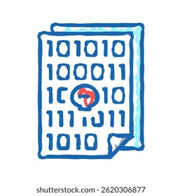 code of security software system doodle icon sketch vector. code of security software system sign. isolated symbol illustration