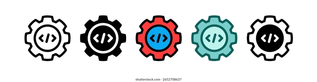 Ilustração de múltiplo vetor do ícone de configuração de código