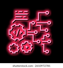 code and settings working process neon light sign vector. code and settings working process illustration