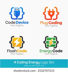 Conjunto de Modelos de Logotipo de Forma de Código. Bom para negócios, agência, comunidade e organização