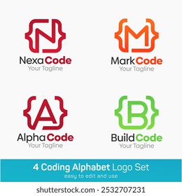 Conjunto de Modelos de Logotipo de Forma de Código. Bom para negócios, agência, comunidade e organização