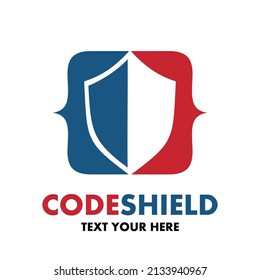 Code shield vector logo template. This design use shield and code symbol. Suitable for technology and business