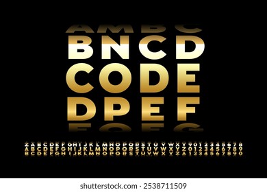 Code. Slot machine style font, alphabet letters and numbers vector illustration