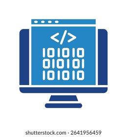 Code Snippet mini illustration dual tone blue color icon, use for machine learning, education, technology industry, UI, UX kit, app and web development, digital or print.