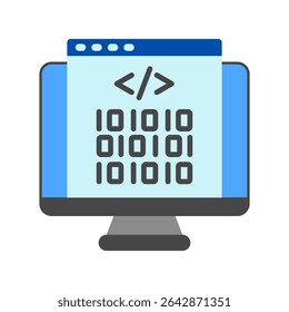 Code Snippet mini illustration flat color icon, use for machine learning, education, technology industry, UI, UX kit, app and web development, digital or print.