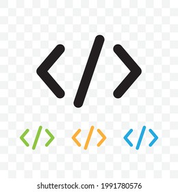 Code symbol icon isolated vector illustration on transparent background.