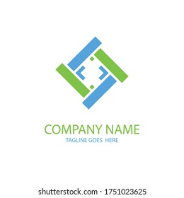 Code Symbol Programing Logo Design, Vector Icon With Mix Color Green and Blue