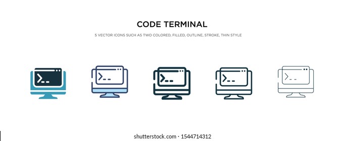 code terminal icon in different style vector illustration. two colored and black code terminal vector icons designed in filled, outline, line and stroke style can be used for web, mobile, ui