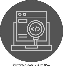 Code Testing Line Grey Circle Vector Icon Design