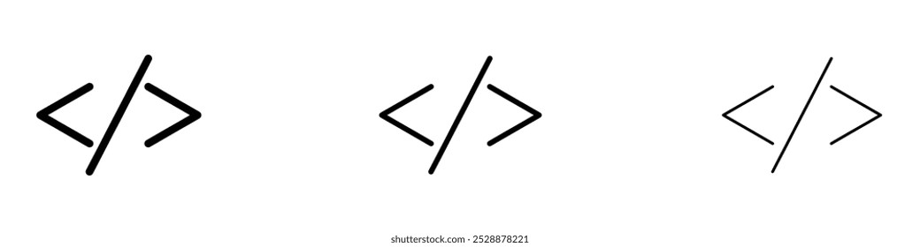 Code vector icon set in black and blue colors.