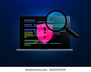 Codeverwundbarkeiten offen gelegt. Ethisches Hacken. Entdecken Sie die Risiken von verstohlenen Hintertürangriffen in Codemodellen. Schutz vor Hackern, Viren, Cyberkriminalität, Ransomware, Malware, Betrug. Vektorgrafik