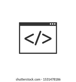 Code, web icon. Vector illustration, flat design.