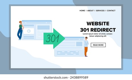 code website 301 redirect vector. sign file, url security, https error code website 301 redirect web flat cartoon illustration