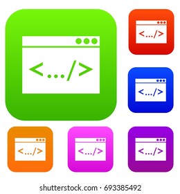 Code window set icon in different colors isolated vector illustration. Premium collection