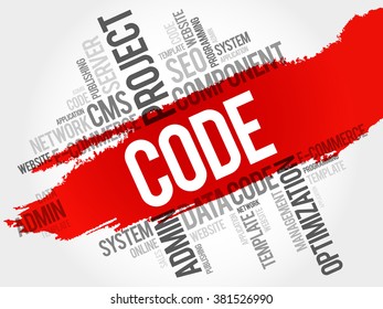 CODE word cloud, business concept