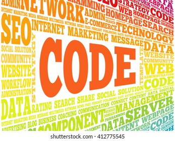 CODE word cloud, business concept