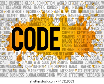 CODE word cloud collage, business concept background