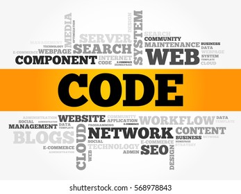 CODE word cloud collage, technology business concept background