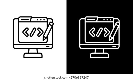 Escritor De Código Com Design De Conjunto De Ícones