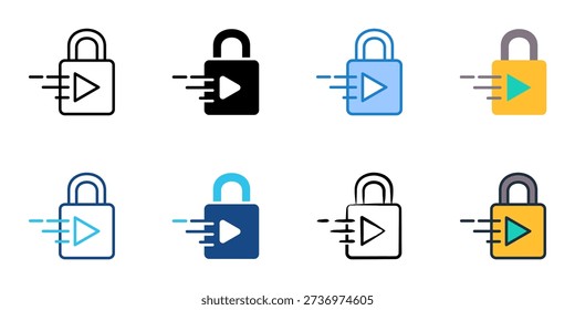 Codec icons set multiple style collection. Editable stroke 

